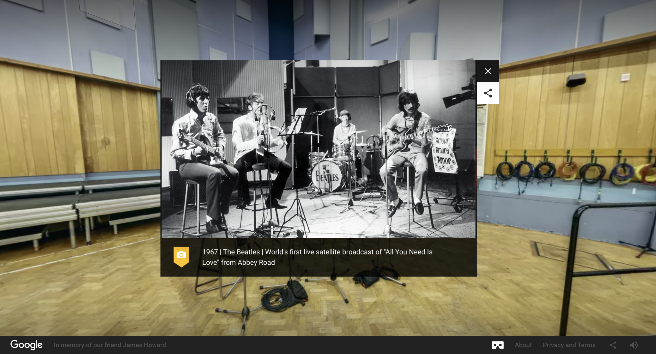 Creating the site involved capturing 150 panoramic photos throughout the three studios, and condensing 80 years worth of music, stories, history, interviews and techniques into a coherent and manageable 3 hours worth of content.