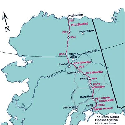 Figure 1: The Trans-Alaska Pipeline System(Source, University of Minnesota Duluth).
