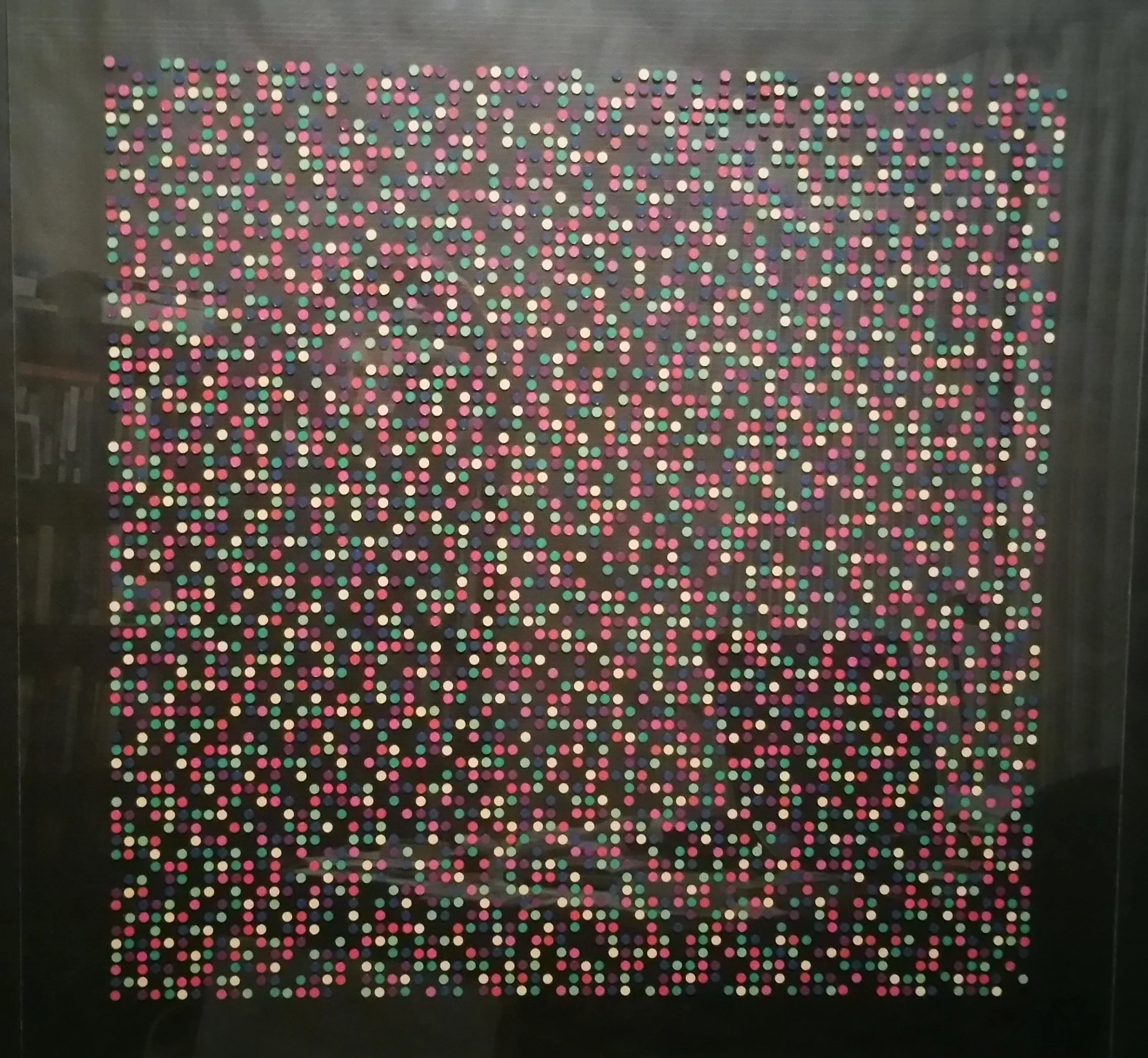 2016. 3,620 Coloured Sticky Dots on Perspex 42” x 42