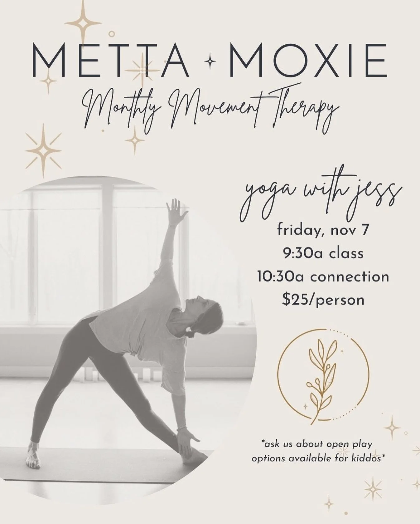 Join us in NOVEMBER for our first of many Monthly Mental Movement classes at Metta + Moxie.
This month’s class will be led by our very own @jessjarrard , owner of M+M. Expect a grounding yet energizing vinyasa-style flow inside our calm and co