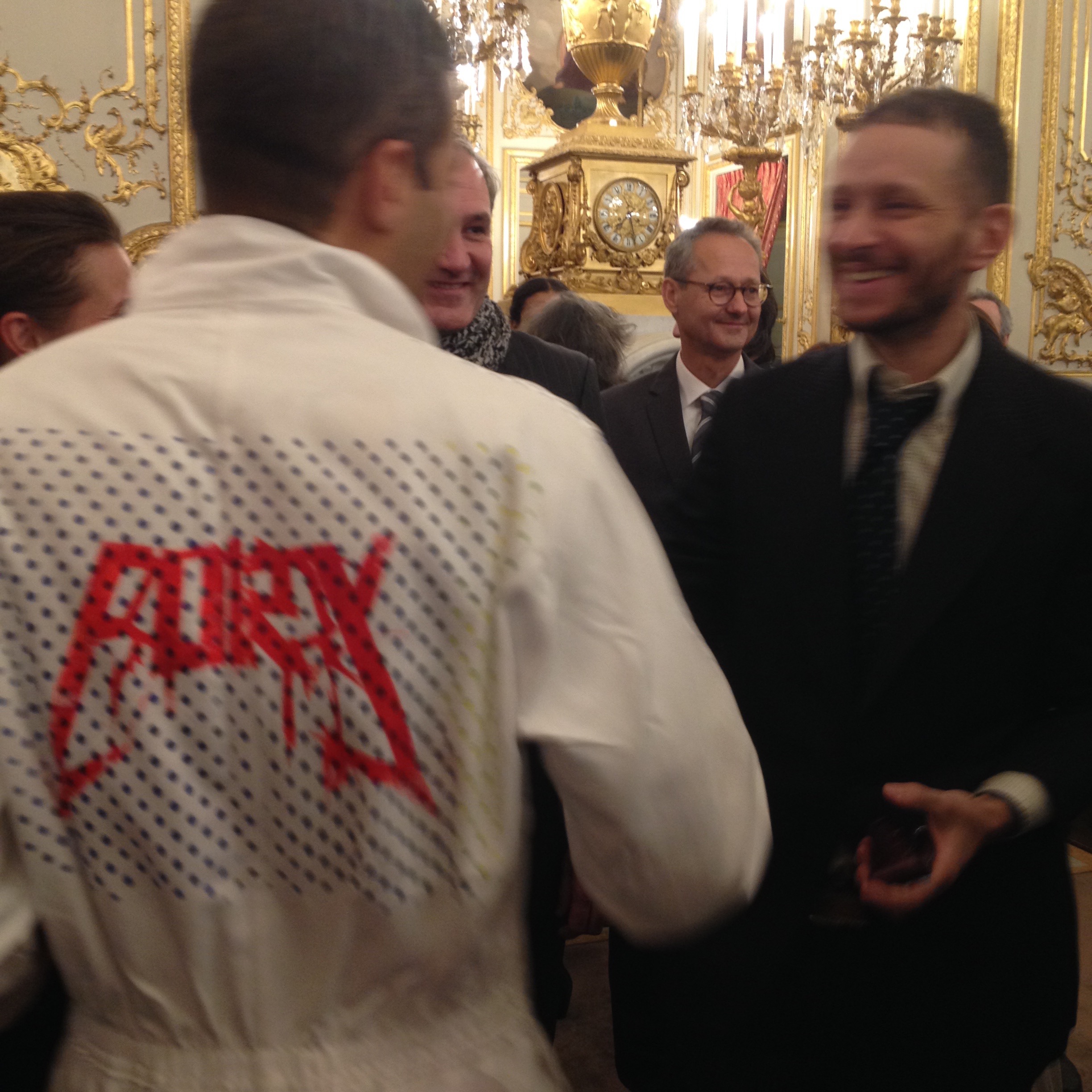 JonOne wearing a Fury's suit to receive Legion d 'Honneur Paris 