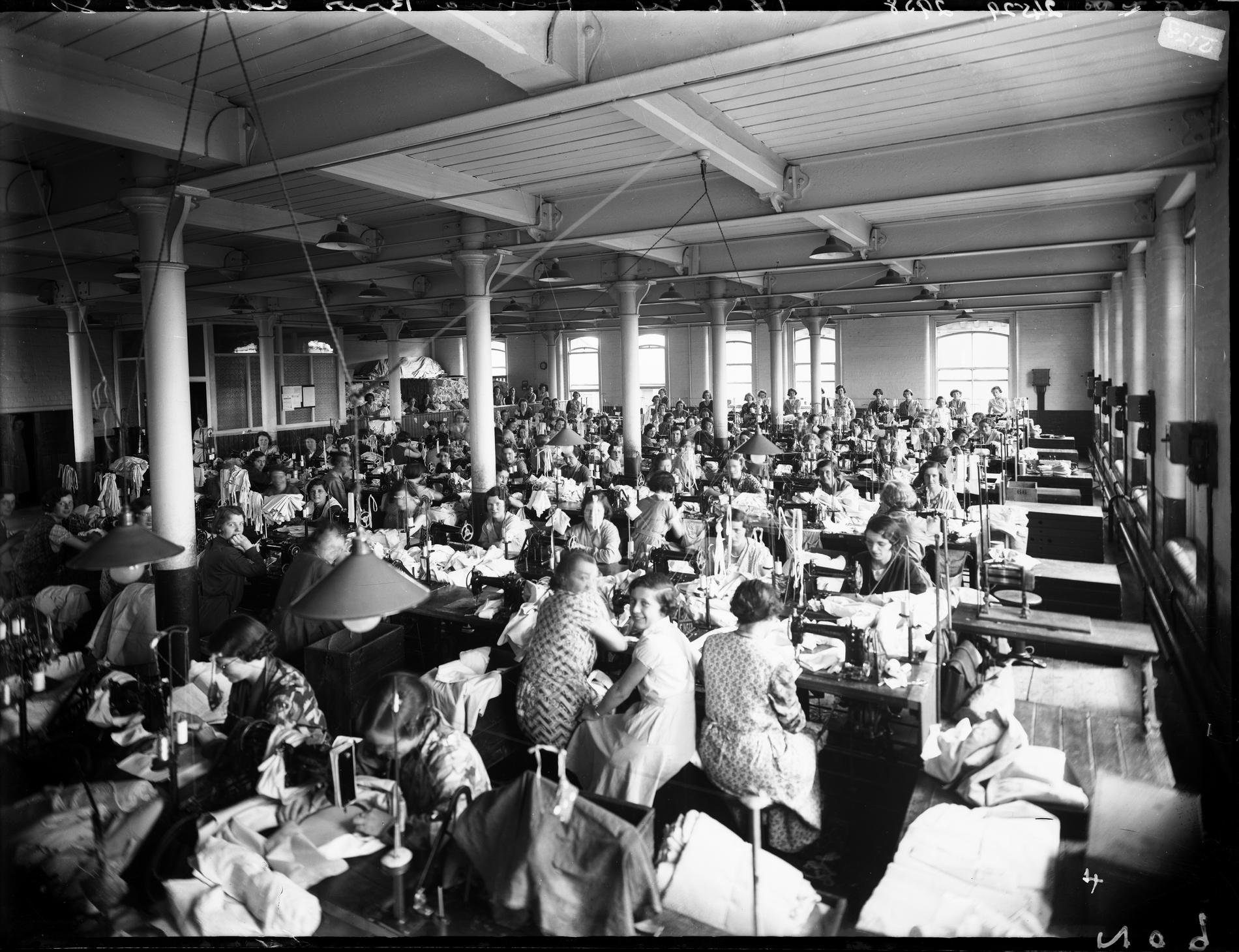 Hanna Bros, Underclothing Manufacturers. Interior, women at work.  (No. 35).  Machine Sewing room 18 June 1934..jpg