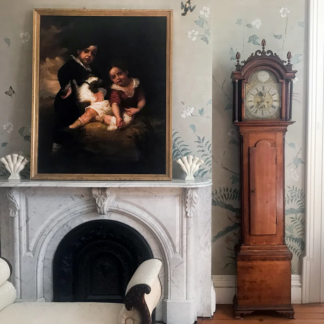 The grandfather clock was made by John Avery of Preston, CT in 1760.