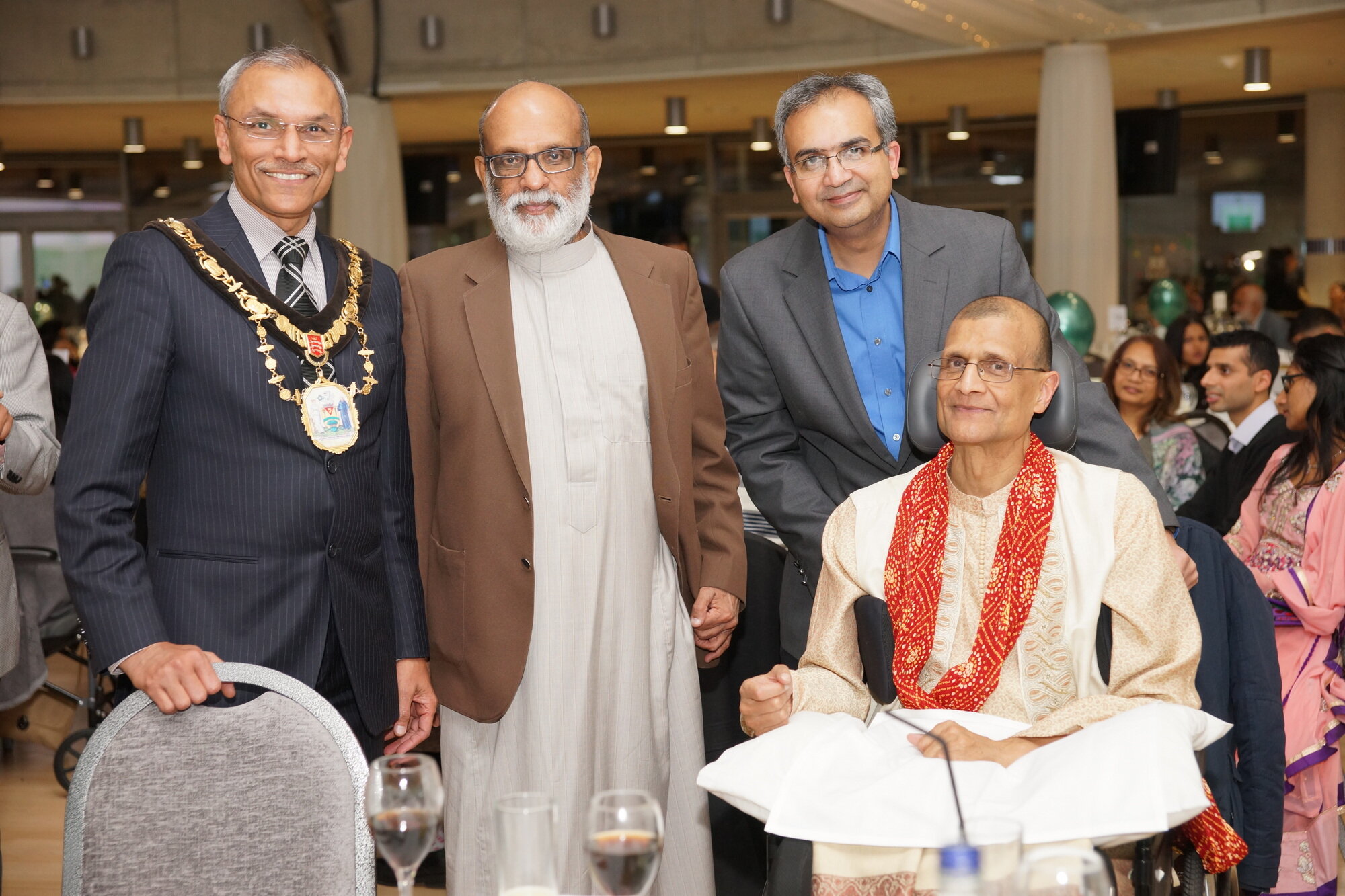 Mayor of Harrow, Azahim Mohammed Vise Chair, Guest and Pradip Shah (left to right)Chairperson