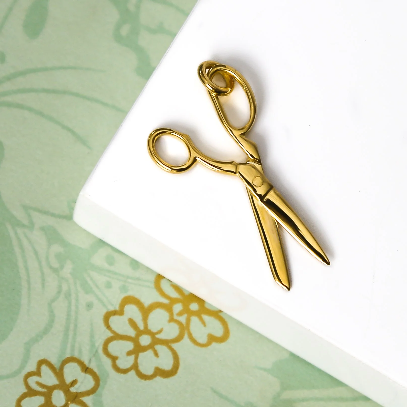 Solid Gold Scissors Necklace