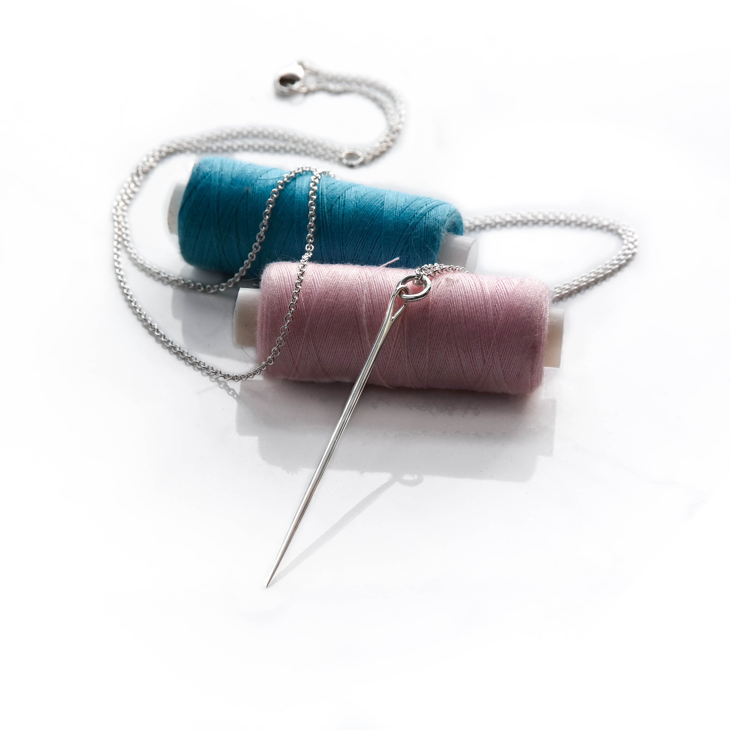 Custom Silver Sewing Needle Necklace