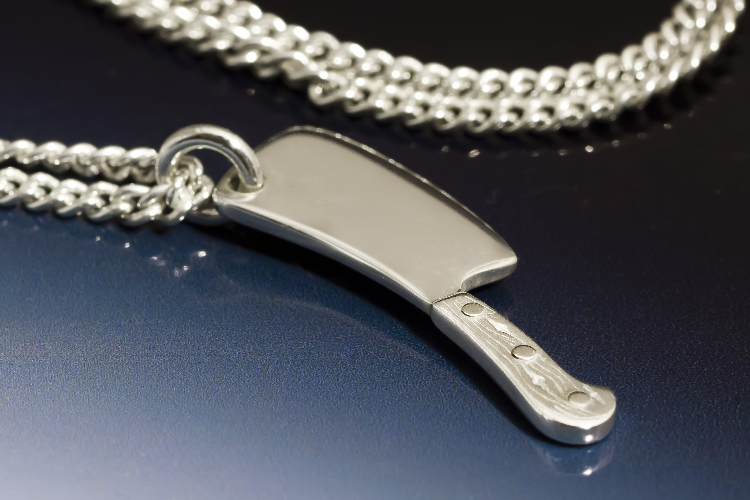 Custom Silver Meat Cleaver Charm