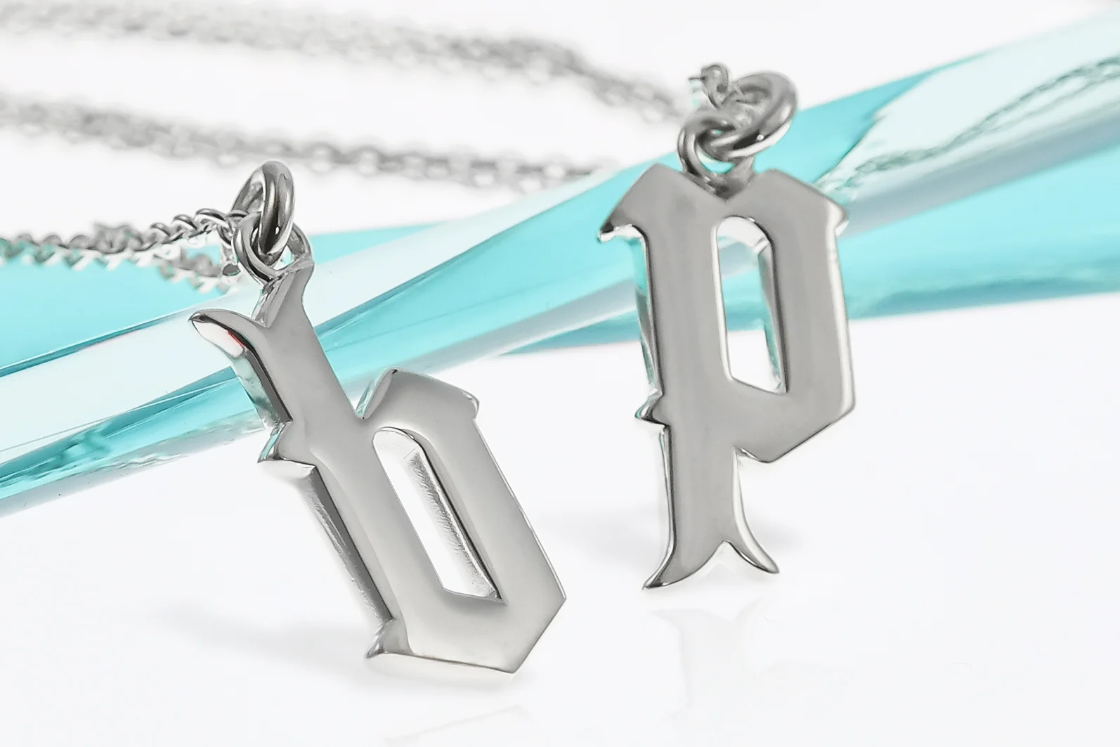 Custom Gothic Initial Necklaces