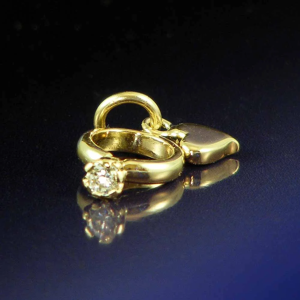 Gold Mini Engagement Ring Necklace