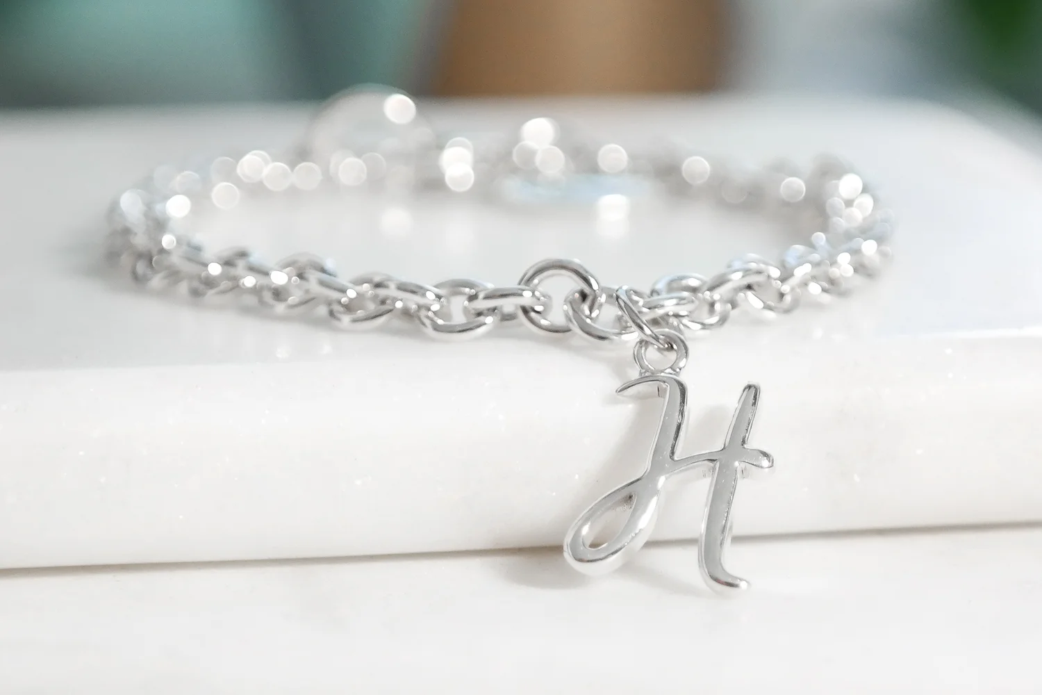 Custom Silver Initial Bracelet