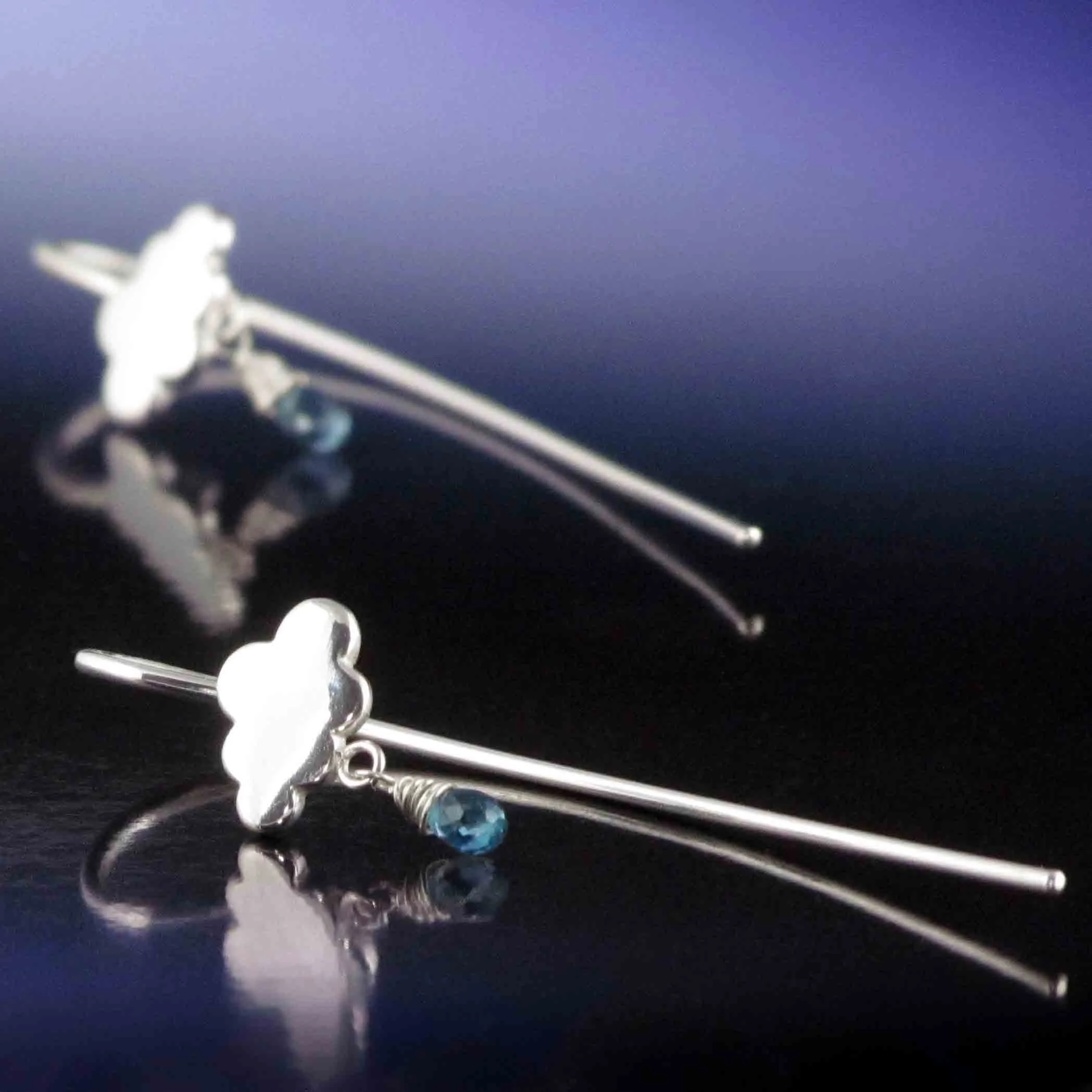 Silver rain drop earrings