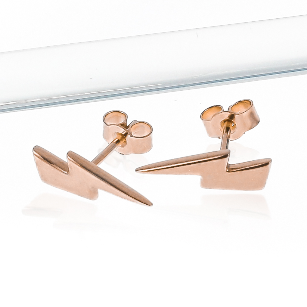 18ct rose gold vermeil lightning bolt earrings