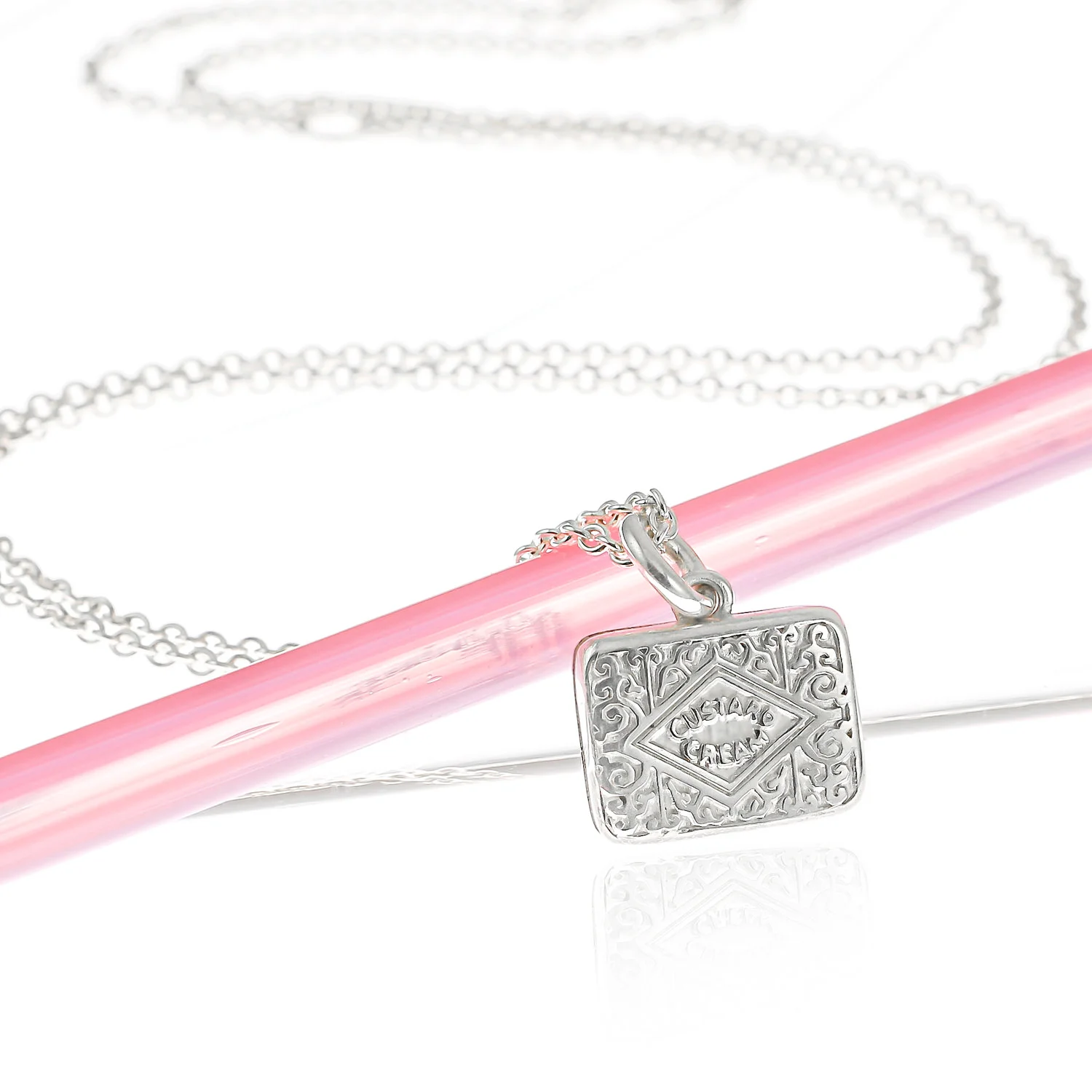 Sterling recycled silver original custard cream biscuit necklace
