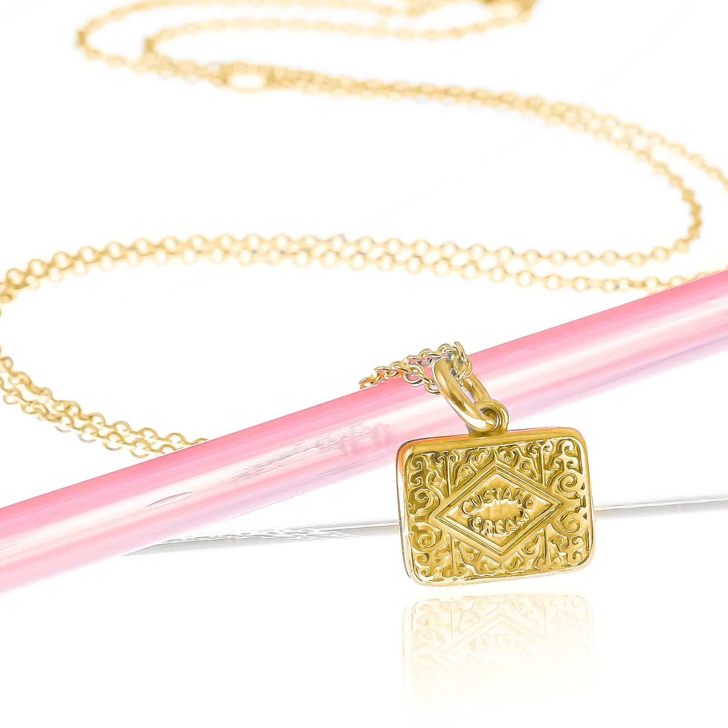 18ct gold vermeil original custard cream necklace