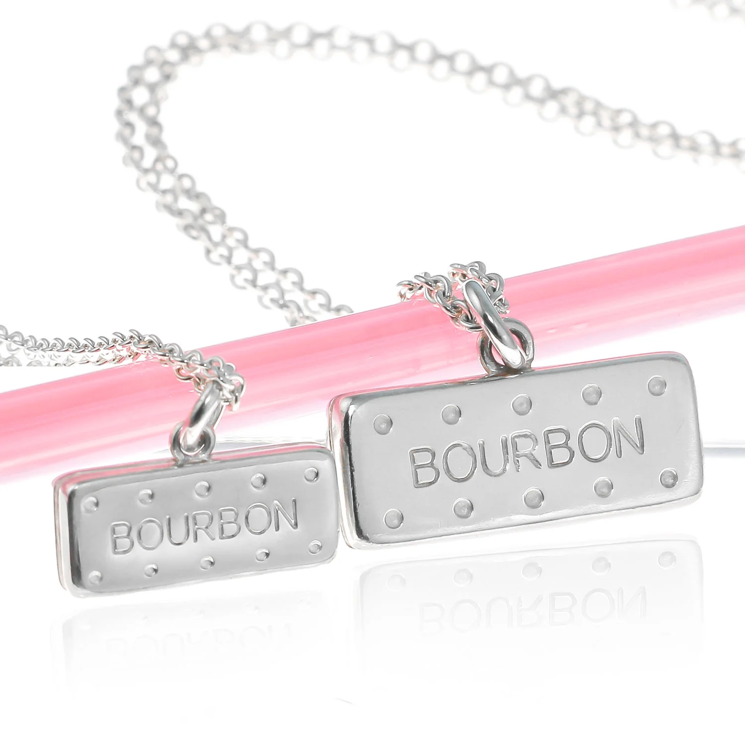 Sterling silver large and small bourbon biscuit necklaces