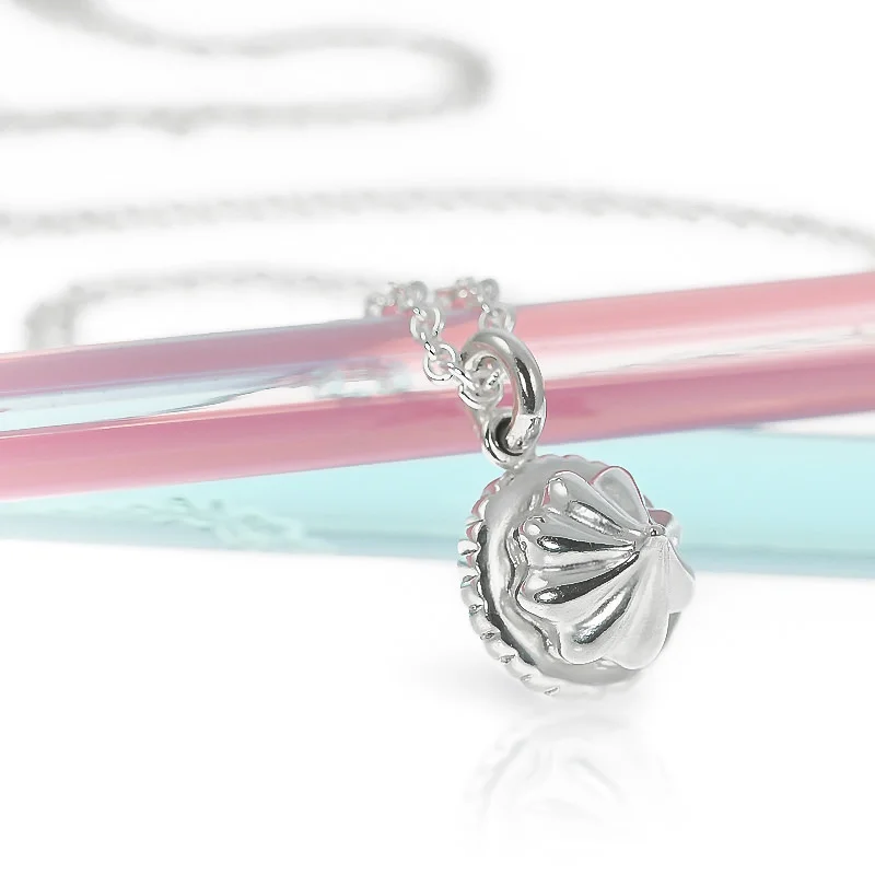 Recycled silver iced gem biscuit necklace