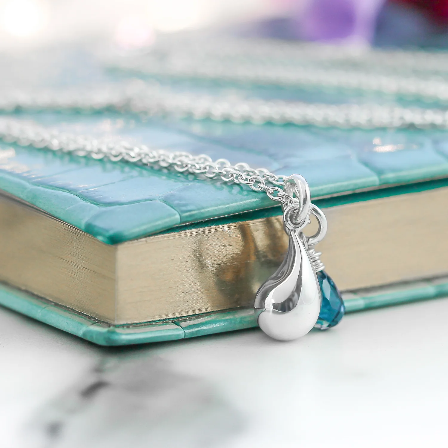 Sterling-silver-teardrop-gemstone-necklace-medium-lifestyle-lauren-grace-jewellery.JPG