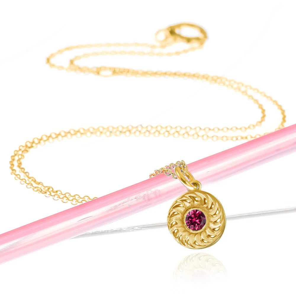 Gold and ruby jammie dodger biscuit necklace