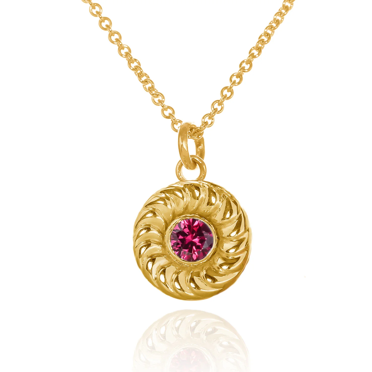 Gold vermeil and ruby jammie dodger necklace