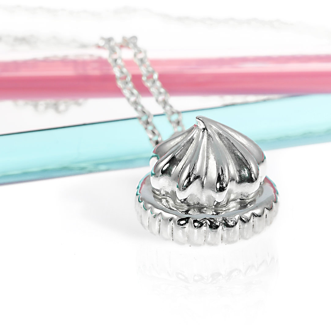 Sterling silver large iced gem necklace with coloured glass