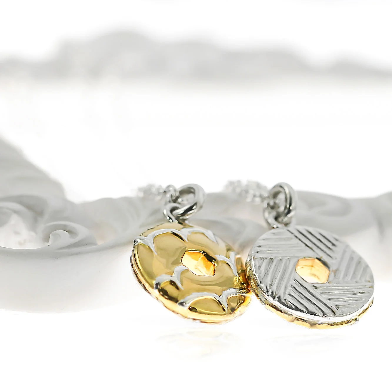 Gold and silver party ring biscuit necklace