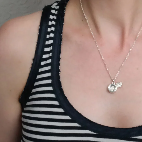 Winged Skate Wheel Necklace - Large