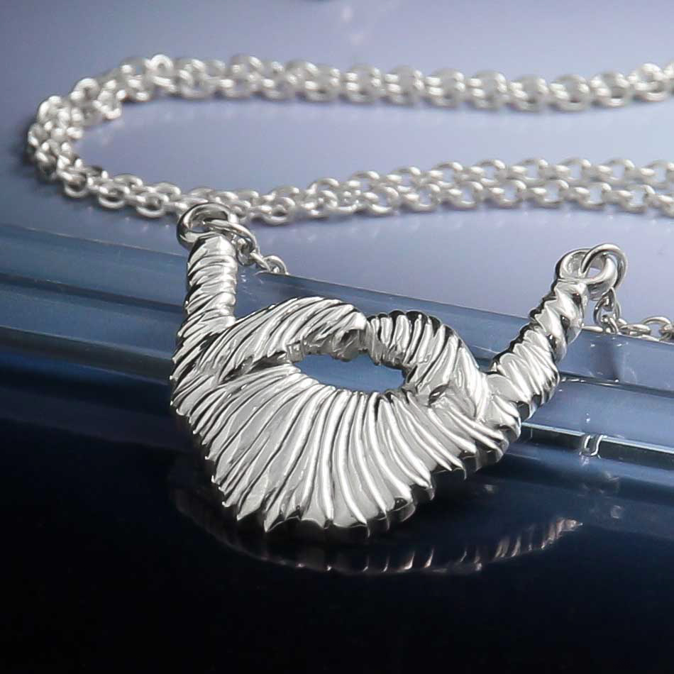 Sterling  recycled silver handmade 3d beard necklace