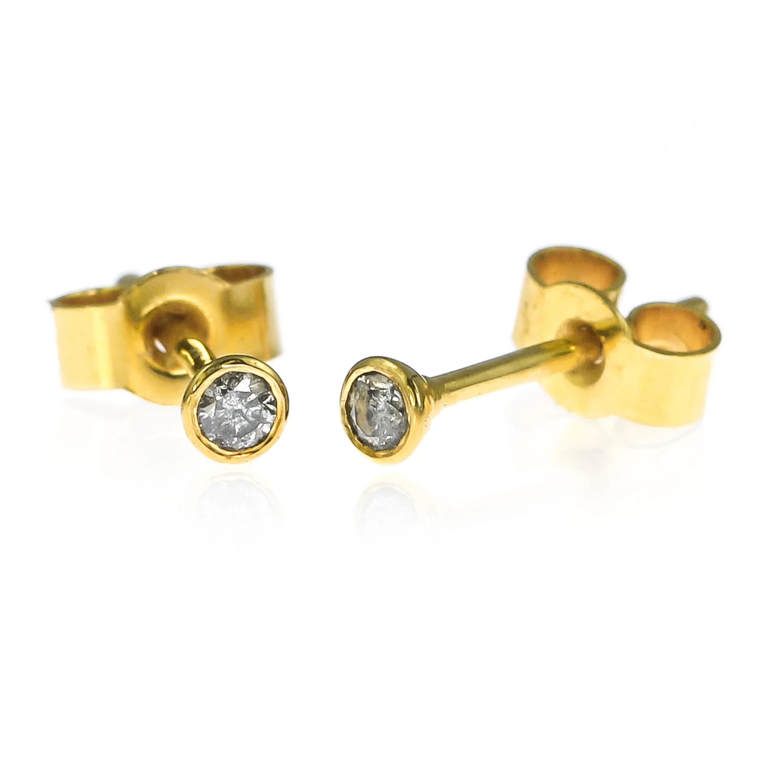 18ct recycled gold and grey diamond mini earring studs