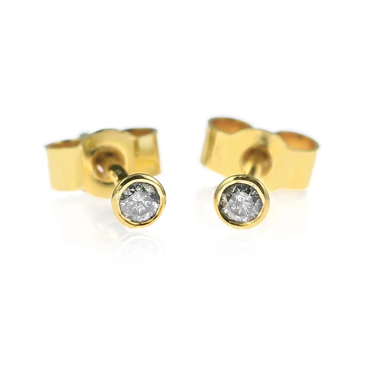 18ct eco gold and grey diamond tiny stud earrings
