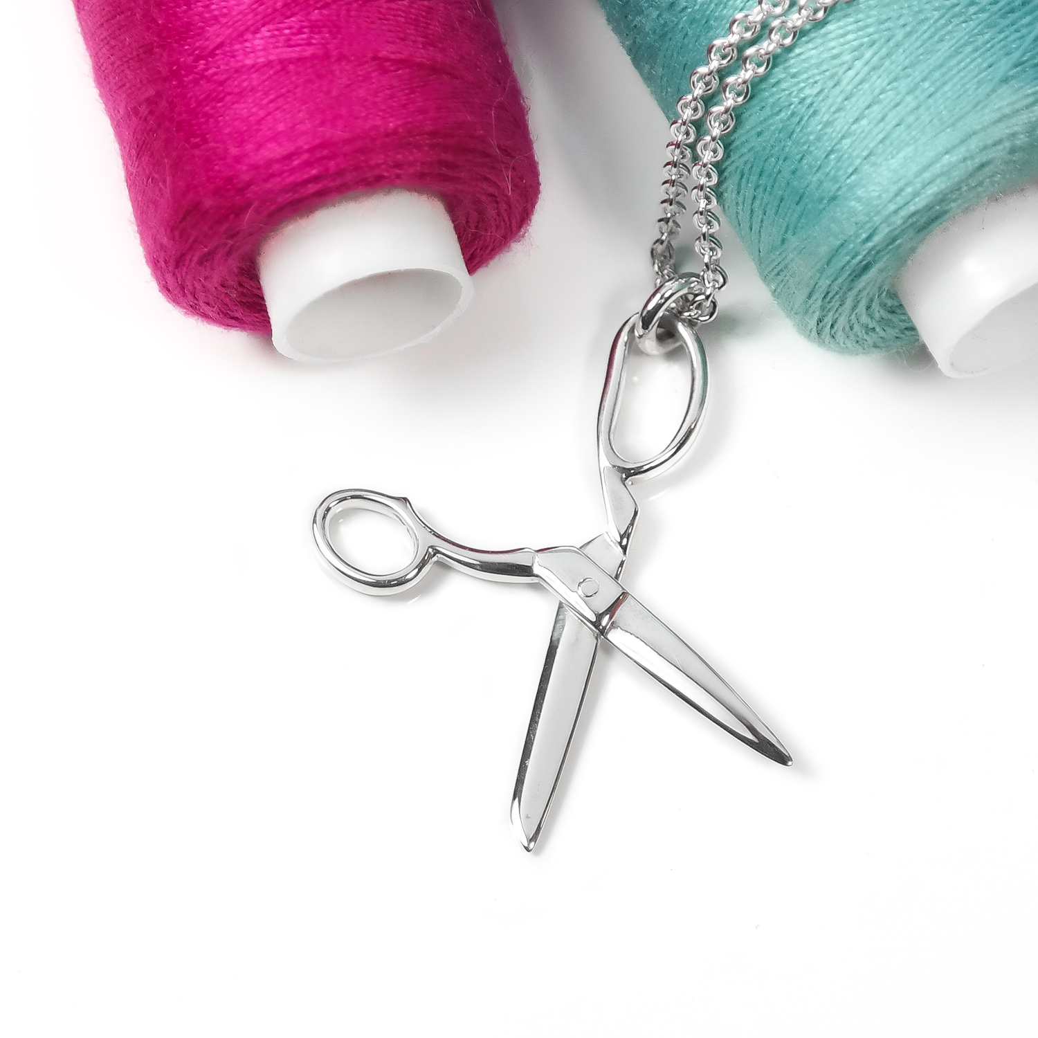 Sterling silver tailors shears necklace handmade in London
