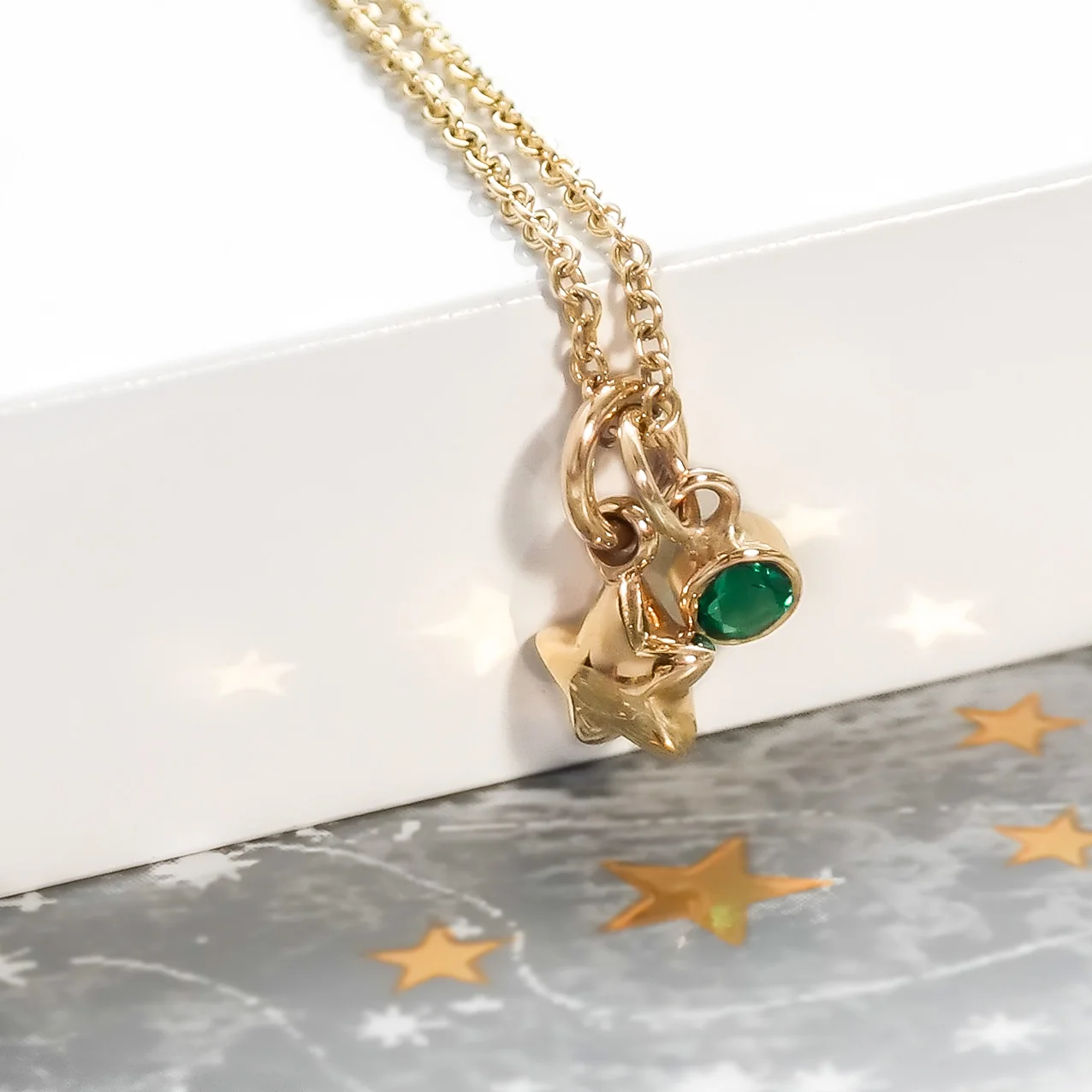 Solid gold star necklace