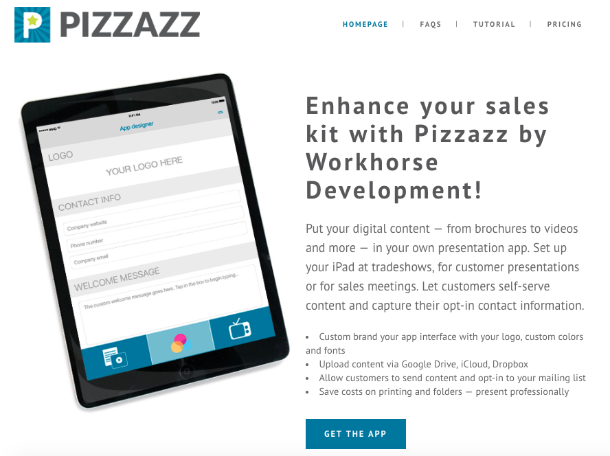 Pizzazz-App.com Homepage