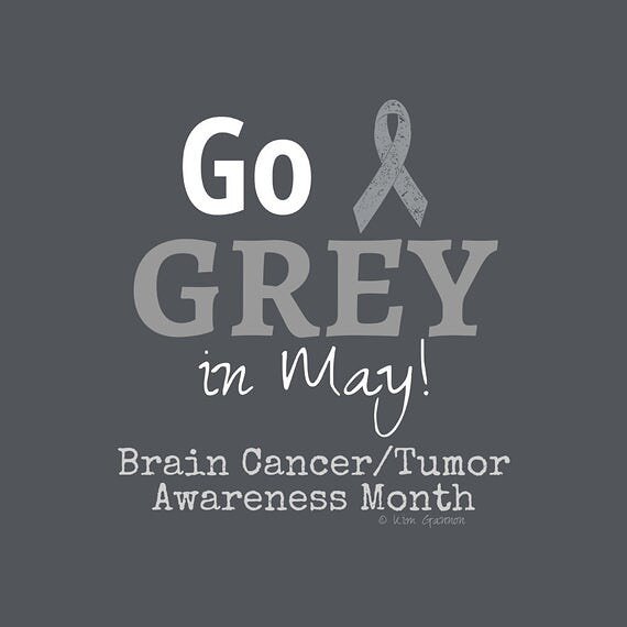May is Brain Cancer/Tumor Awareness Month. #GoGrayInMay