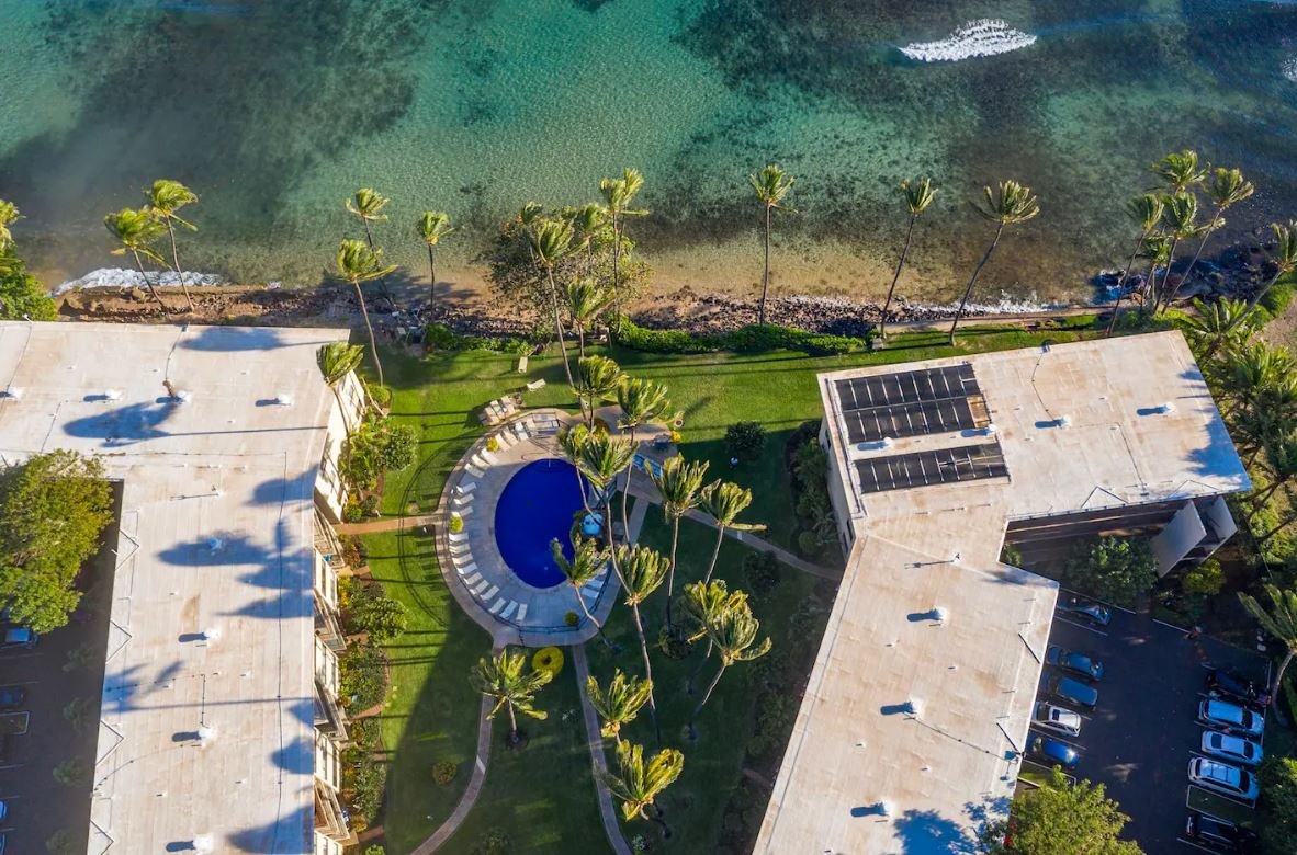 Aerial View of Property Pool and Beach.JPG