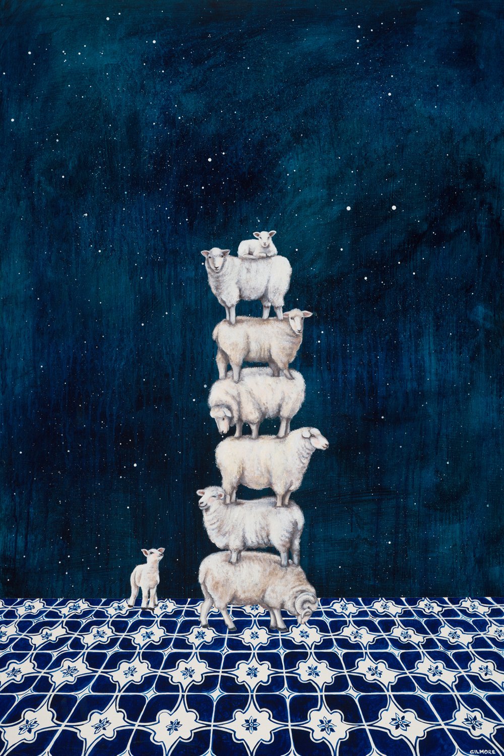   Counting Sheep , 36x24, acrylic on panel 