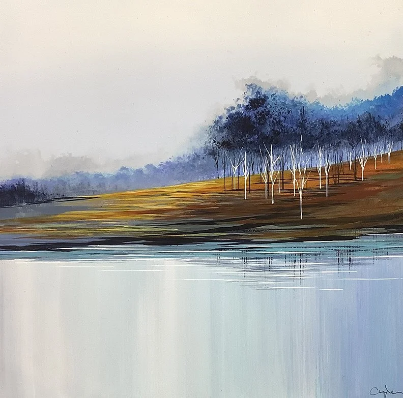   Gleaming Grove , 11×11, acrylic, ink on panel, $495 SOLD 