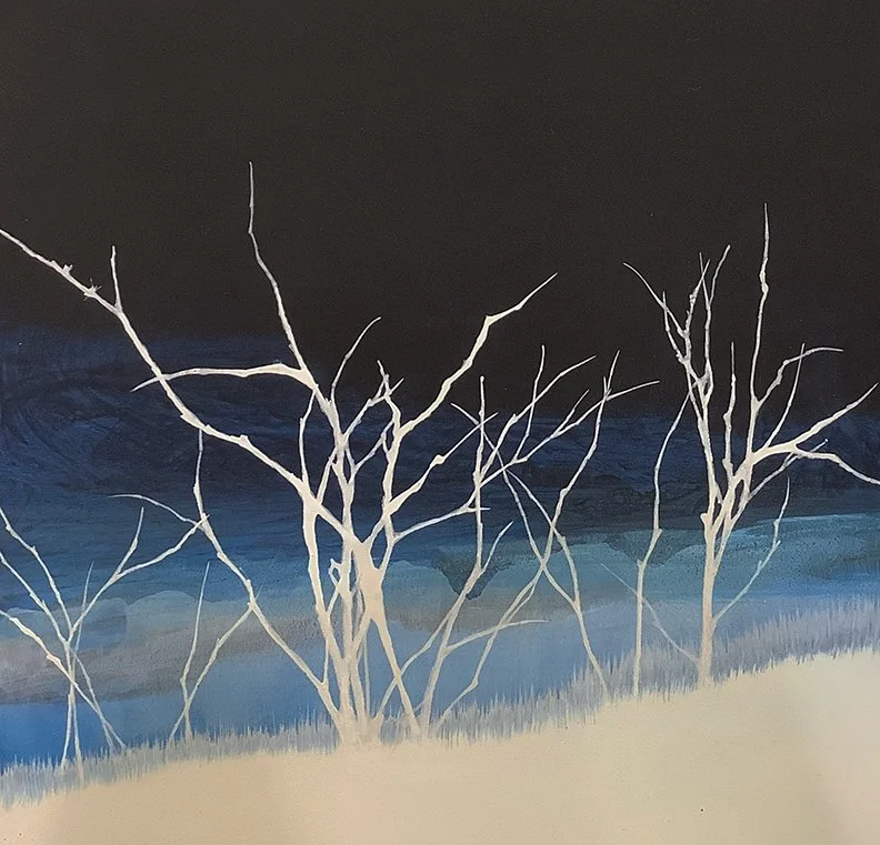   Crystalline Blue , 9×9, acrylic, ink on panel, $395 