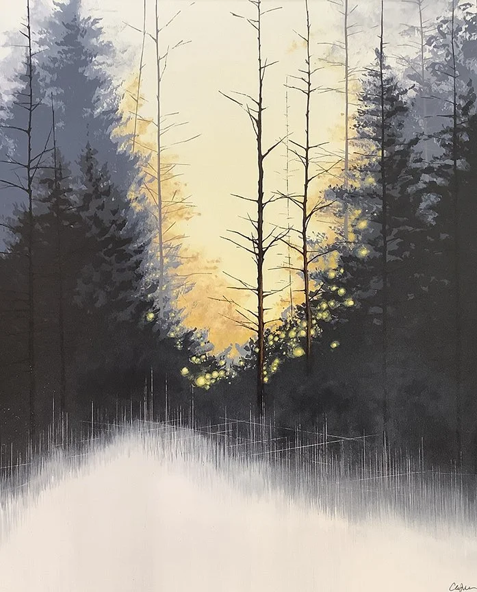   Beyond the Woods , 21×17, acrylic, ink on panel, $1295 SOLD 