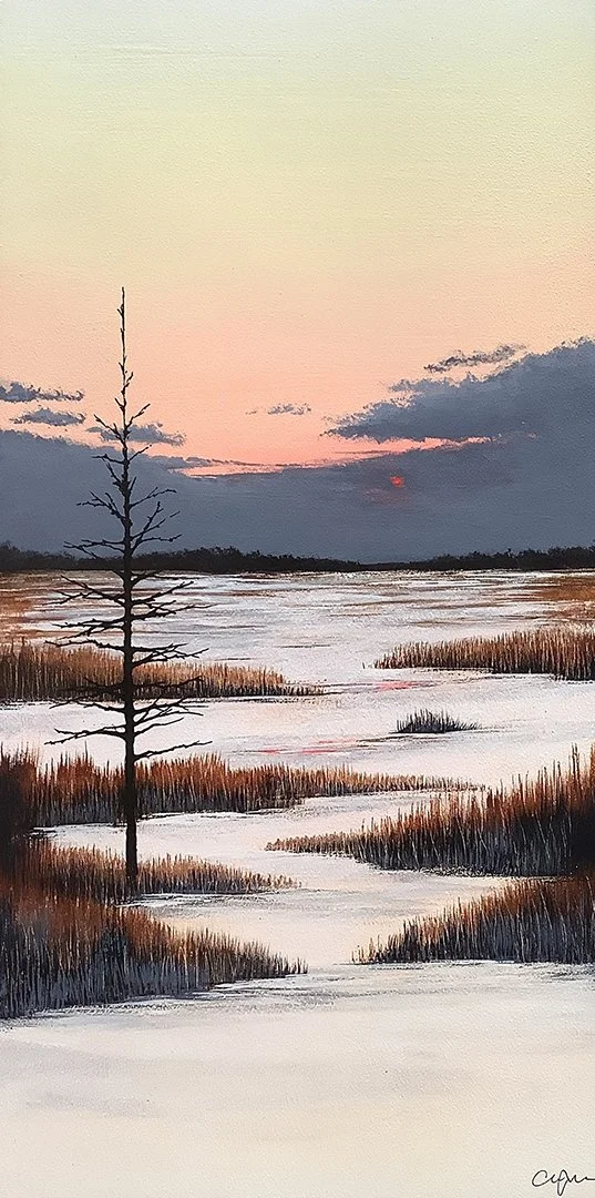   Afterglow , 21×11, acrylic, ink on panel, $995 SOLD 