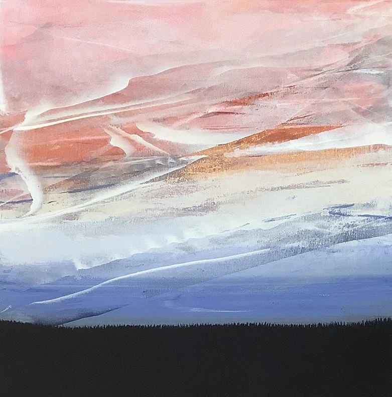   Aurora Rift , 9×9, acrylic, ink on panel, $395 