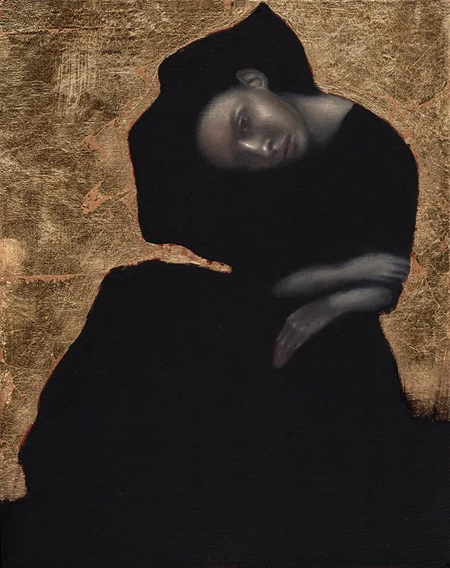   Hallow , 18×16, oil, gold leaf on panel $1450 