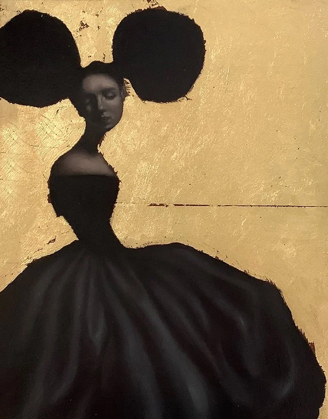   Jolie , 18×16, oil, gold leaf on panel $1450 