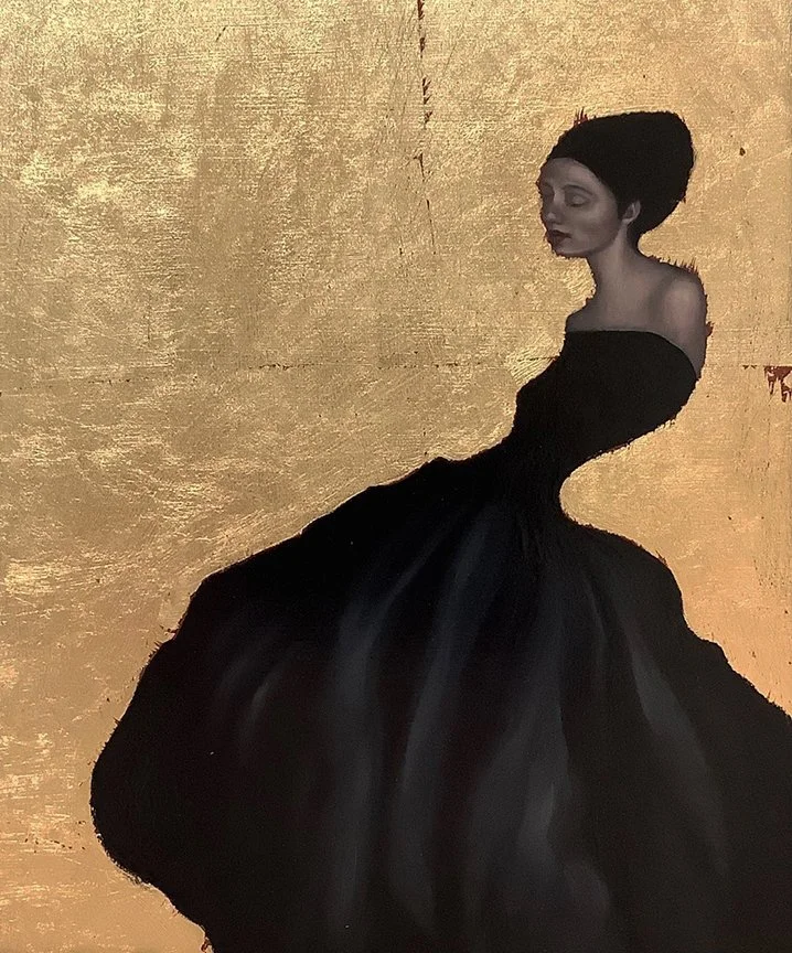   Jolie no.2 , 18×16, oil, gold leaf on panel $1250 