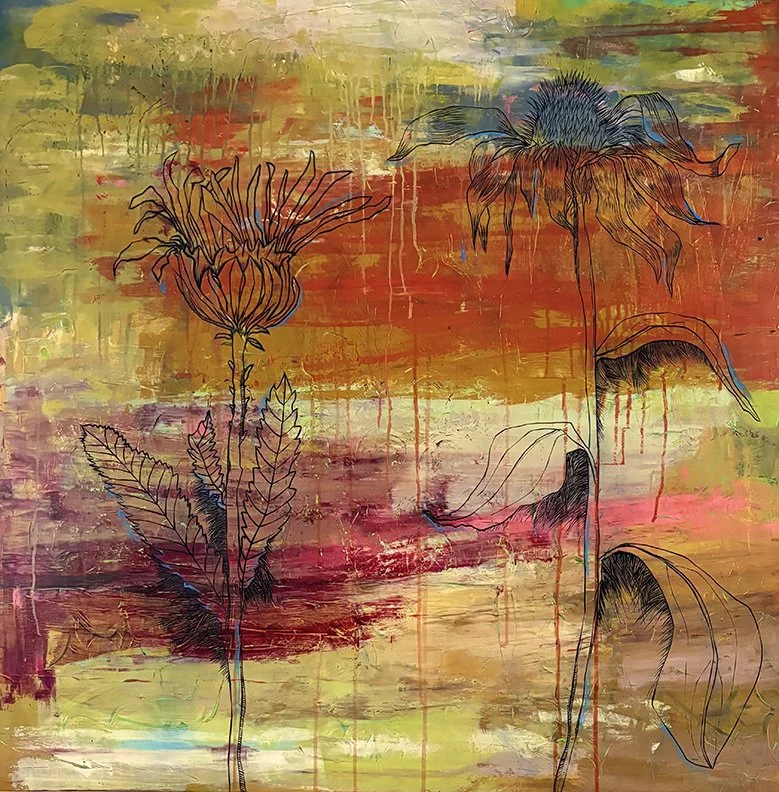   Backyard Botanical I,   40×40, acrylic on panel, $3250 