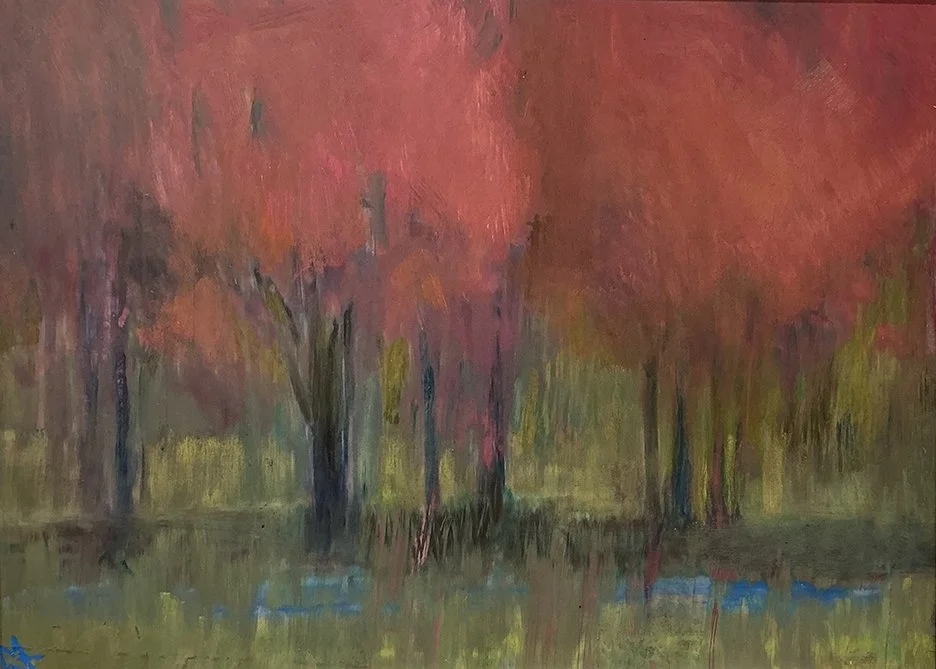   Stand of Redbud , 10×13, oil on panel, $650 