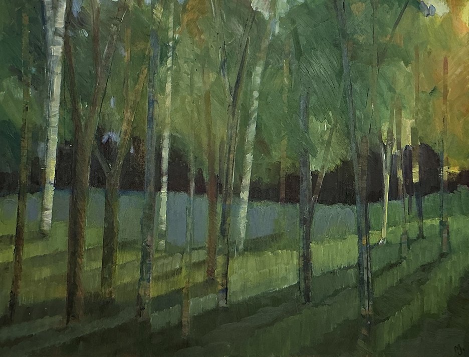   Tree Shadows , 17×21, oil on panel, $1250 