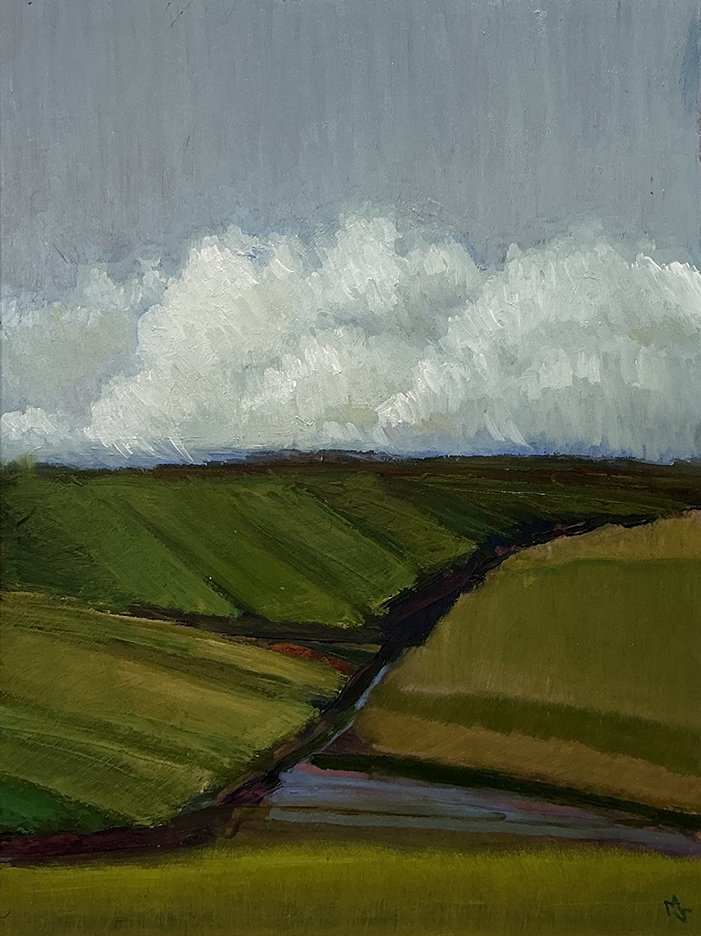   The Valley , 13×10 oil on panel, $650 