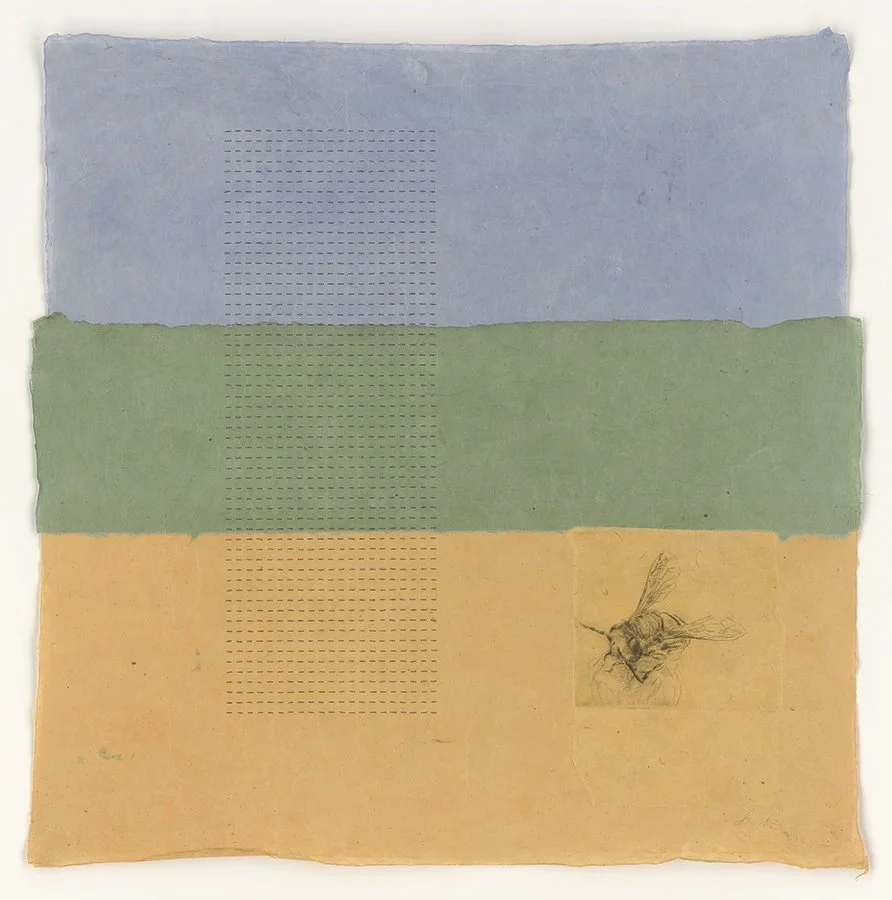  “Summer Landscape #1”, 27×27, etching, running stitches on handmade paper, $2200 