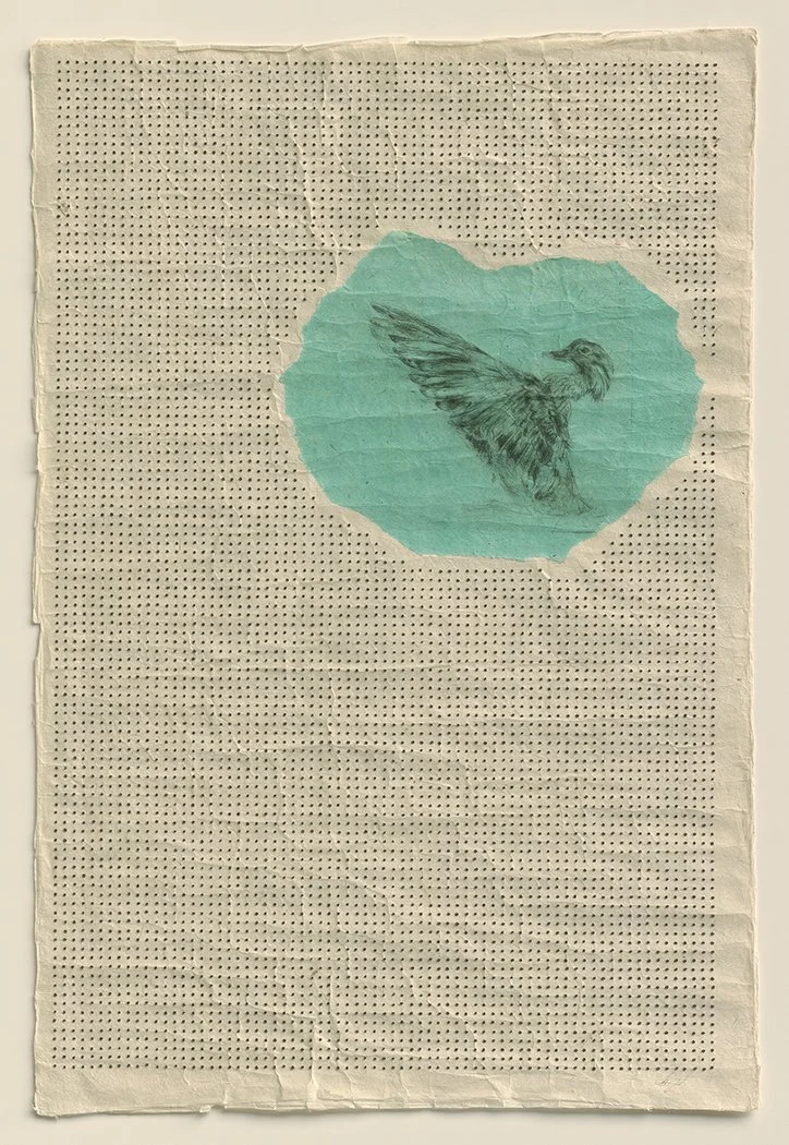  “Tarn”, 37×27, etching, French knots on handmade paper, $2800 