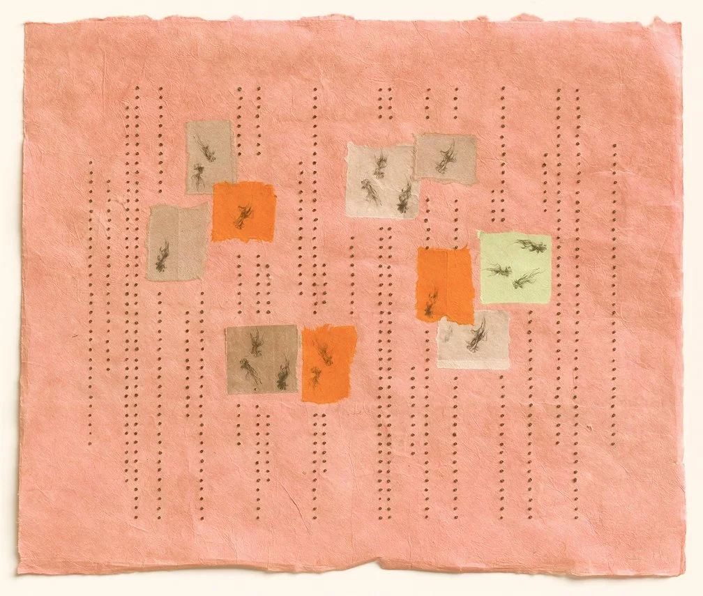 “Girls School”, 22×25, etching, French knots on handmade paper, $1950 